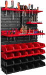  botle Függeszthető panel szerszámokhoz 58 x 78 cm és 24 db Dobozok Piros és Fekete műanyag