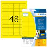 Herma 45, 7*21, 2 mm-es Herma A4 íves etikett címke, sárga színű (25 ív/doboz) (HERMA 8030) - dunasp