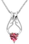  Pink angyalszárny - szív nyaklánc fehérarany bevonattal, ausztriai kristállyal (0133. ) (XN419)