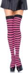 Leg Avenue Striped Nylon Thigh Highs 6005 Black & Neon Pink