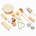 TickiT Percussion Set, 10 instrumente din lemn, TickiT