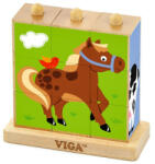 Viga Toys Cuburi montessori - Animale de ferma, Viga Toys Puzzle