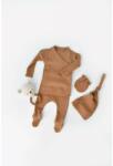 BabyCosy Set 4 piese: bluza, pantaloni, caciulita si manusi din bumbac organic si modal - Maro, BabyCosy (Marime: 6-9 luni) (BC-CSYM24506-6)