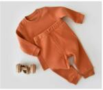 BabyCosy Set bluzita cu maneca lunga si pantaloni lungi din bumbac organic si 5% elastan - Portocaliu BabyCosy (Marime: 3-6 Luni) (BC-CSYR4505-3)