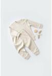 BabyCosy Set bluzita cu maneca lunga si pantaloni lungi - bumbac organic 100% - Crem cu buline, BabyCosy (Marime: 9-12 luni) (BC-CSY2011-9)