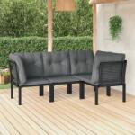 vidaXL Set mobilier de grădină, 4 piese, negru și gri, poliratan (3187751) - vidaxl