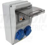 Tracon Csatlakozó doboz védelemmel, vezetékezett, készre szerelt Prot. : RCBO, Out: 2×SCHUKO (TDB02-6MV) - kontaktor