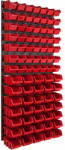  botle Tároló rendszer fali panel 58 x 117 cm és 81 db Dobozok Piros műanyag