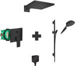 Hansgrohe Set baterie de dus, Hansgrohe, Metropol, cu corp incastrat, bara si furtun, para de dus, palarie de dus, cot racord, negru mat (32545670+01800180+28632670+26520670+26238670+26455670)