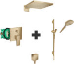 Hansgrohe Set baterie de dus, Hansgrohe, Metropol, cu corp incastrat, bara si furtun, para, palarie de dus, cot racord, bronz periat (32545140+01800180+28632140+26520140+26238140+26455140)