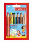 STABILO Creioane colorate STABILO Woody 3 în 1 - creioane colorate, creioane acuarelă, creioane cerate - 6 bucăți de culori diferite