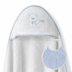 Inter Baby Set cadou bebelusi cu prosop baie si bavetica Inter Baby alb si bleu - ursulet (IB01238-11)