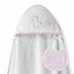 Inter Baby Set cadou bebelusi cu prosop baie si bavetica Inter Baby alb si roz - unicorn (IB01240-12)