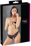 Cottelli Collection - csipkés masnis nyitott női bugyi (fekete) (23108131051) - sexshopcenter