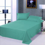 HomePuls Cearsaf de pat 2 persoane Damasc Policoton dunga 1 cm, 220 x 230 cm, Turcoaz