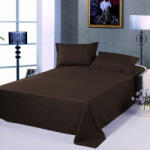 HomePuls Cearsaf de pat 2 persoane Damasc Policoton dunga 1 cm, 220 x 230 cm, Maro