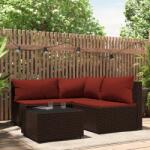 vidaXL Set mobilier de grădină cu perne, 4 piese, maro, poliratan (319813)