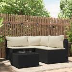 vidaXL Set mobilier relaxare grădină 4 piese cu perne poliratan negru (319733)