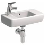 Geberit Selnova Square bútorra építhető kézmosó 45 x 15 x 25 cm, rövidített kiv. , szögletes, bal csaplyuk, látható túlf (500.319.01.5)