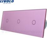 LIVOLO Intrerupator simplu+simplu+simplu, generatia noua Roz (VL-C703-17)