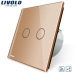 LIVOLO Intrerupator dublu cap scara/ cruce, wireless RF Auriu (VL-C702SR-13)