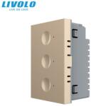 LIVOLO Modul intrerupator triplu tactil, cap scara / cap cruce, standard italian, 3M Auriu (VL-FC3S-3AP)