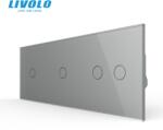 LIVOLO Intrerupator cap / scara, simplu + simplu + dublu, generatia noua, cu panou sticla Gri (VL-2FC1S-FC2S-P701/01/02-6IP)