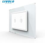 LIVOLO Intrerupator dublu tactil, standard italian, cu rama sticla, 3M Alb (VL-FC2-P9E-3WP)