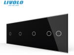 LIVOLO Panou intrerupator simplu + simplu + simplu + dublu Negru (VL-P701/01/01/02- 8B)