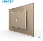 LIVOLO Intrerupator simplu tactil, cap scara / cap cruce, standard italian, cu rama sticla, 3M Auriu (VL-FC1S-P9E-3AP)