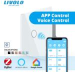 LIVOLO Intrerupator simplu tactil, dimabil adaptiv, Protocol Zigbee, cu panou sticla, Generatia Noua Alb (VL-FC1D1Z-2G-W)
