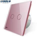 LIVOLO Intrerupator dublu reset, buton revenire Roz (VL-C702H-17)
