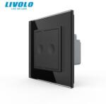 LIVOLO Intrerupator tactil dublu, cap scara / cruce, rama sticla Negru (722000412SR)