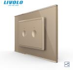 LIVOLO Intrerupator dublu tactil, cap scara / cap cruce, standard italian, cu rama sticla, 3M Auriu (VL-FC2S-P9E-3AP)