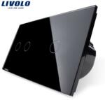 LIVOLO Intrerupator dublu+simplu, generatia noua Albastru (VL-C702/VL-C701-19)