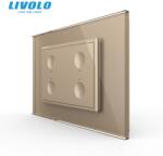 LIVOLO Intrerupator cvadruplu tactil, standard italian, cu rama sticla, 3M Auriu (VL-FC4-P9E-3AP)