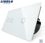 LIVOLO Intrerupator dublu+simplu wireless RF, generatia noua Albastru (VL-C702R/VL-C701R-19)