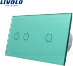 LIVOLO Intrerupator dublu+simplu wireless RF, generatia noua Verde (VL-C702R/VL-C701R-18)