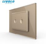 LIVOLO Intrerupator dublu tactil, standard italian, cu rama sticla, 3M Auriu (VL-FC2-P9E-3AP)