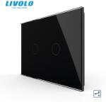 LIVOLO Intrerupator dublu, standard italian, cap scara / cap cruce, cu panou sticla, 3M Negru (VL-FC2S-3G-3B)
