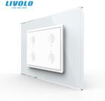 LIVOLO Intrerupator cvadruplu tactil, standard italian, cu rama sticla, 3M Alb (VL-FC4-P9E-3WP)