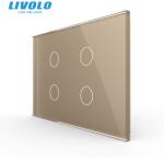 LIVOLO Panou cvadruplu de sticla, standard italian, 3M Auriu (VL-P904-3A)