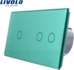 LIVOLO Intrerupator simplu+dublu wireless RF, generatia noua Verde (VL-C701R/VL-C702R-18)