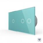 LIVOLO Intrerupator dublu+simplu, generatia noua Verde (VL-C702/VL-C701-18)