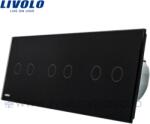 LIVOLO Intrerupator dublu+dublu+dublu wireless RF, generatia noua Negru (VL-C706R-12)