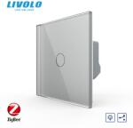 LIVOLO Intrerupator simplu tactil, dimabil adaptiv, cap scara / cap cruce, Protocol Zigbee, cu panou sticla, Generatia Noua Gri (VL-FC1SD1Z-2G-I)
