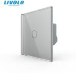 LIVOLO Intrerupator simplu tactil, cu panou sticla, Generatia Noua Gri (VL-FC1-2G-I)