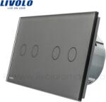 LIVOLO Intrerupator dublu+dublu, generatia noua Gri (VL-C702/VL-C702-15)