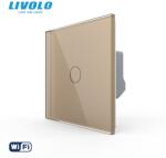 LIVOLO Intrerupator tactil simplu WiFi, cu panou sticla Auriu (VL-FC1NY-C1-A2G)