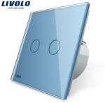 LIVOLO Intrerupator dublu reset, buton revenire Albastru (VL-C702H-19)